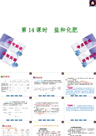 【最新中考必备】（安徽专版）2014中考化学复习方案 第14课时 盐和化肥（皖考解读+体验安徽+考点聚焦+皖考探究+13中考真题）权威课件