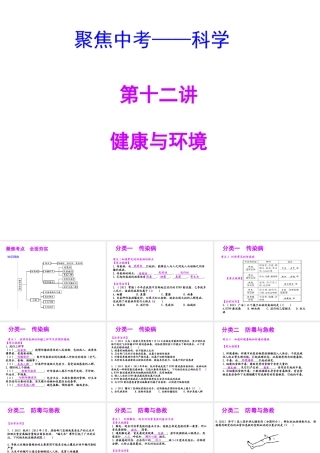 【聚焦中考】（浙江地区专版）2014中考科学总复习 第12讲 健康与环境课件（考点精讲+13中考真题）