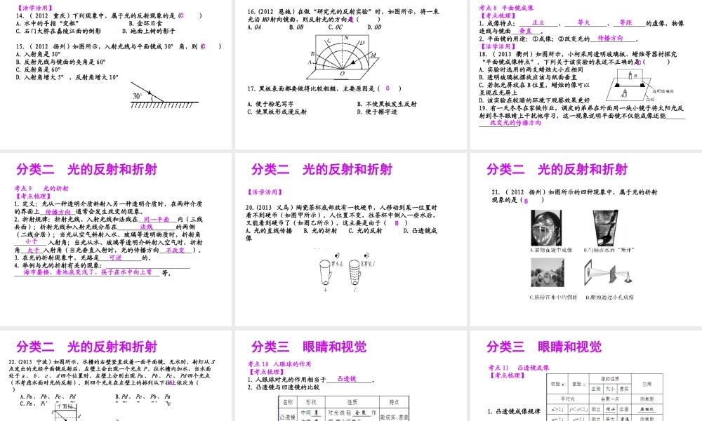 【聚焦中考】（浙江地区专版）2014中考科学总复习 第13讲 波课件（考点精讲+13中考真题）