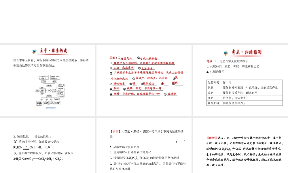 【金榜学案】2014版九年级化学下册 第十一单元 阶段专题复习课件 （新版）鲁教版
