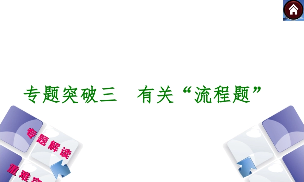 【最新中考必备】（安徽专版）2014中考化学复习方案 专题突破三 有关“流程题”（专题解读+重难突破+13中考真题）权威课件