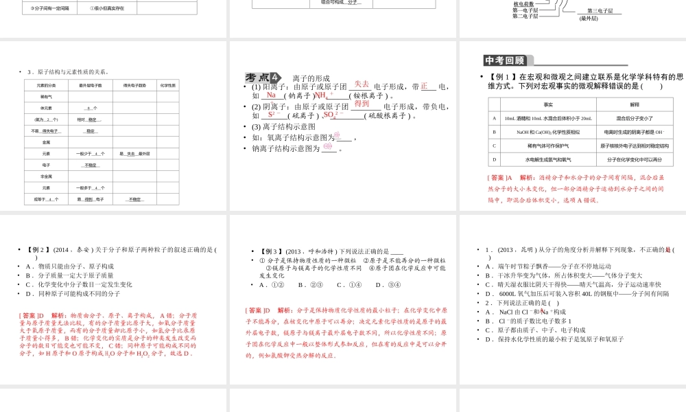 【聚焦中考】2015中考化学总复习 第5讲 分子和原子、原子的构成课件