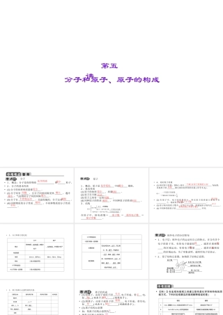 【聚焦中考】2015中考化学总复习 第5讲 分子和原子、原子的构成课件