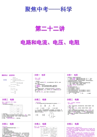 【聚焦中考】（浙江地区专版）2014中考科学总复习 第22讲 电路和电流、电压、电阻课件（考点精讲+13中考真题）