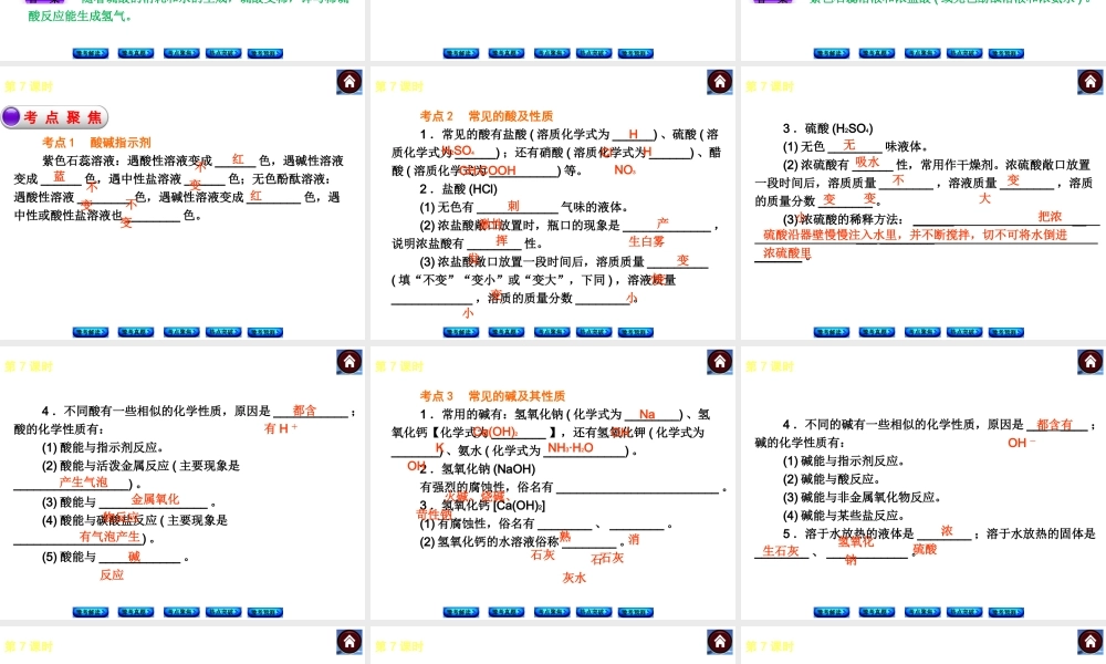 【最新中考必备】（河南专版）2014中考化学复习方案 第7课时 酸 碱 中和反应（豫考解读+豫考真题+考点聚焦+热点突破+豫考预测+13中考真题）权威课件