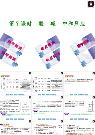 【最新中考必备】（河南专版）2014中考化学复习方案 第7课时 酸 碱 中和反应（豫考解读+豫考真题+考点聚焦+热点突破+豫考预测+13中考真题）权威课件