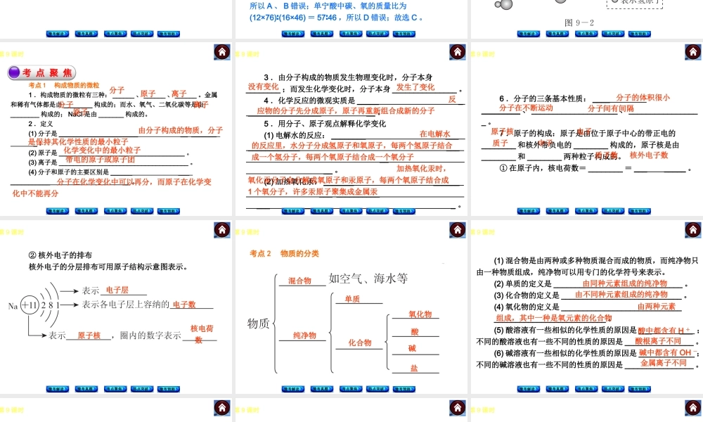 【最新中考必备】（河南专版）2014中考化学复习方案 第9课时 化学物质的多样性　微粒构成物质（豫考解读+豫考真题+考点聚焦+热点突破+豫考预测+13中考真题）权威课件