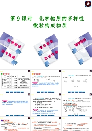 【最新中考必备】（河南专版）2014中考化学复习方案 第9课时 化学物质的多样性　微粒构成物质（豫考解读+豫考真题+考点聚焦+热点突破+豫考预测+13中考真题）权威课件