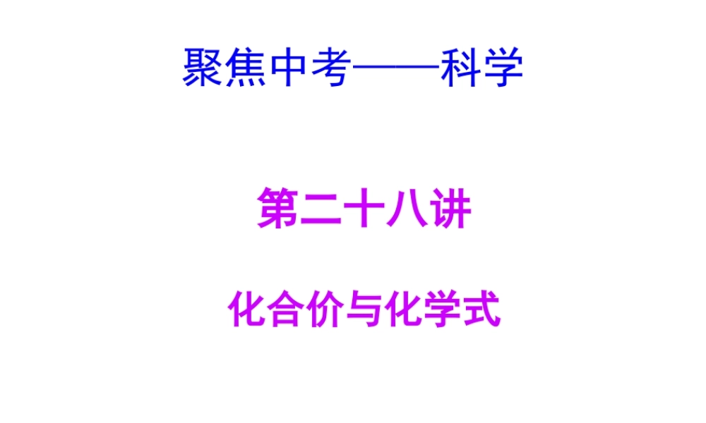 【聚焦中考】（浙江地区专版）2014中考科学总复习 第28讲 化合价与化学式课件（考点精讲+13中考真题）