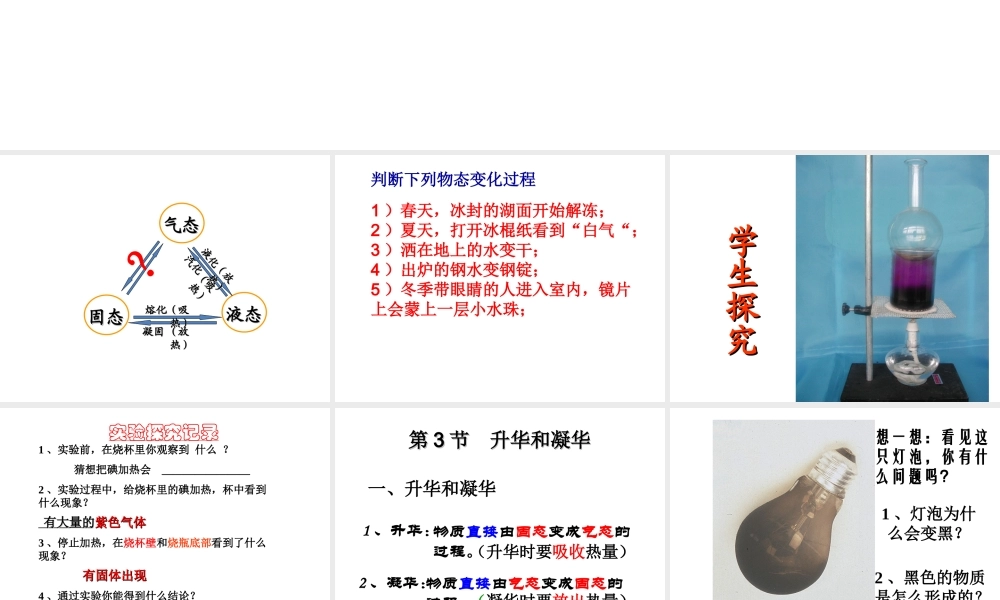 【名校课时通】2013-2014学年七年级科学上册 第4章 物质的特性 第7节  升华和凝华课件 浙教版