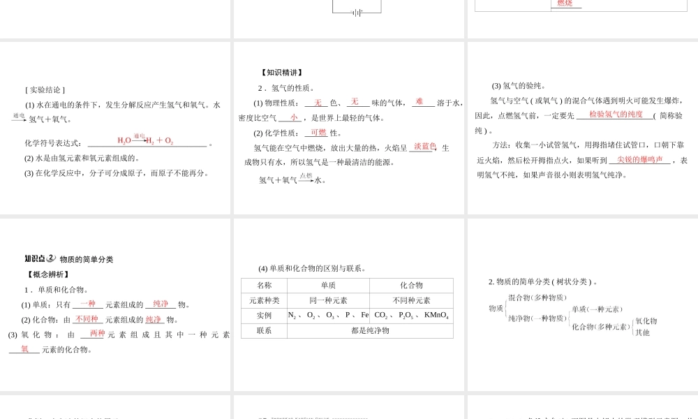 【随堂优化训练】2014九年级化学上册 第四单元 课题3 水的组成课件 （新版）新人教版