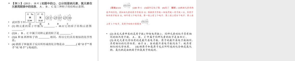 【聚焦中考】2015中考化学总复习 第22讲 专题一 物质的组成和结构课件