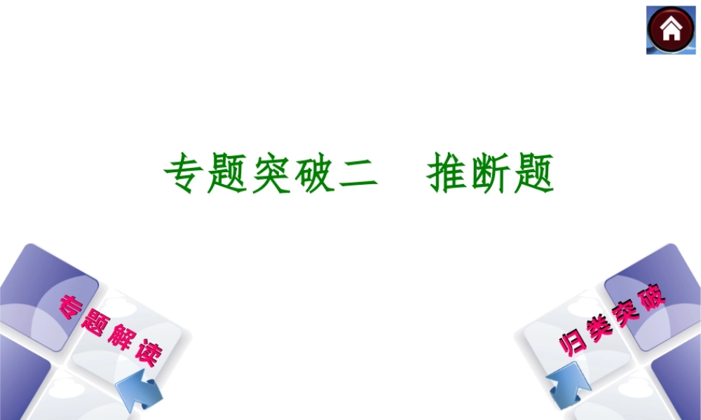 【最新中考必备】（河南专版）2014中考化学复习方案 专题突破二 推断题（专题解读+归类突破）权威课件