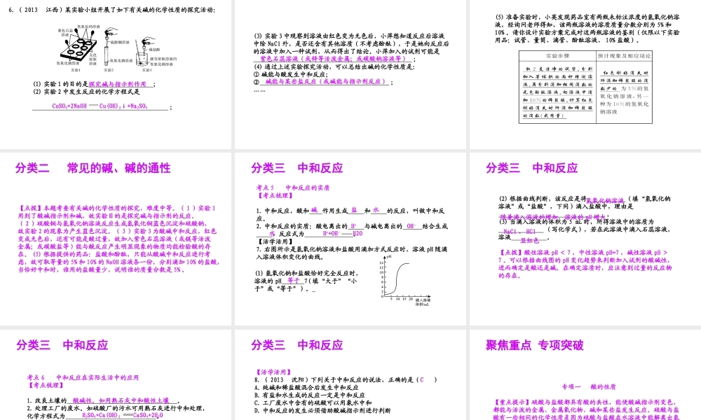 【聚焦中考】（浙江地区专版）2014中考科学总复习 第35讲 常见的化合物（一）课件（考点精讲+13中考真题）
