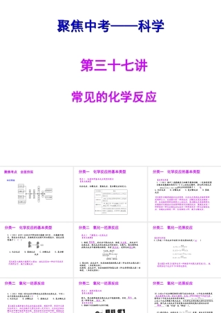【聚焦中考】（浙江地区专版）2014中考科学总复习 第37讲 常见的化学反应课件（考点精讲+13中考真题）