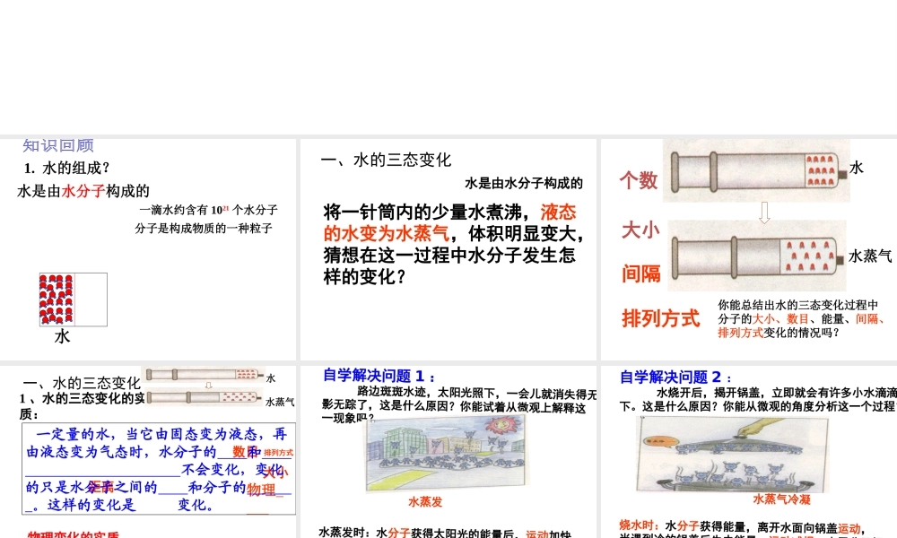 【名校课时通】2014届九年级化学全册 第二单元 探秘水世界 第一节 运动的水分子名师教学课件 鲁教版