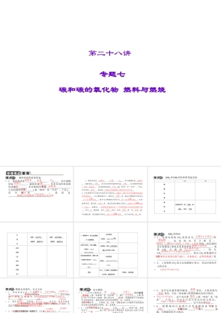 【聚焦中考】2015中考化学总复习 第28讲 专题七 碳和碳的氧化物 燃料与燃烧课件