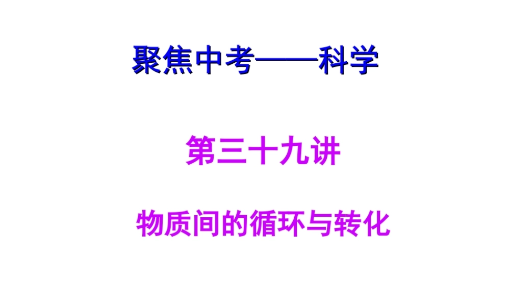 【聚焦中考】（浙江地区专版）2014中考科学总复习 第39讲 物质间的循环与转化课件（考点精讲+13中考真题）