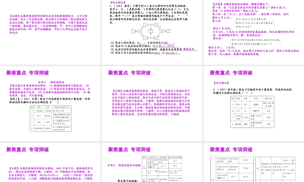 【聚焦中考】（浙江地区专版）2014中考科学总复习 第39讲 物质间的循环与转化课件（考点精讲+13中考真题）