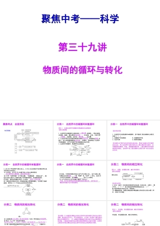 【聚焦中考】（浙江地区专版）2014中考科学总复习 第39讲 物质间的循环与转化课件（考点精讲+13中考真题）