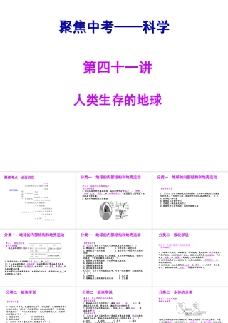 【聚焦中考】（浙江地区专版）2014中考科学总复习 第41讲 人类生存的地球课件（考点精讲+13中考真题）