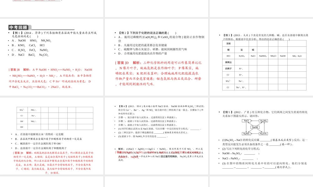 【聚焦中考】2015中考化学总复习 第31讲 专题十 盐课件