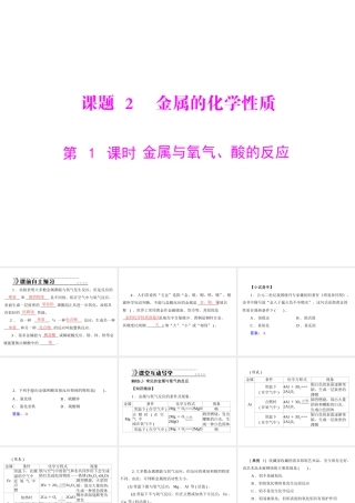 【随堂优化训练】2014九年级化学下册 第八单元 课题2 第1课时 金属与氧气、酸的反应课件 （新版）新人教版