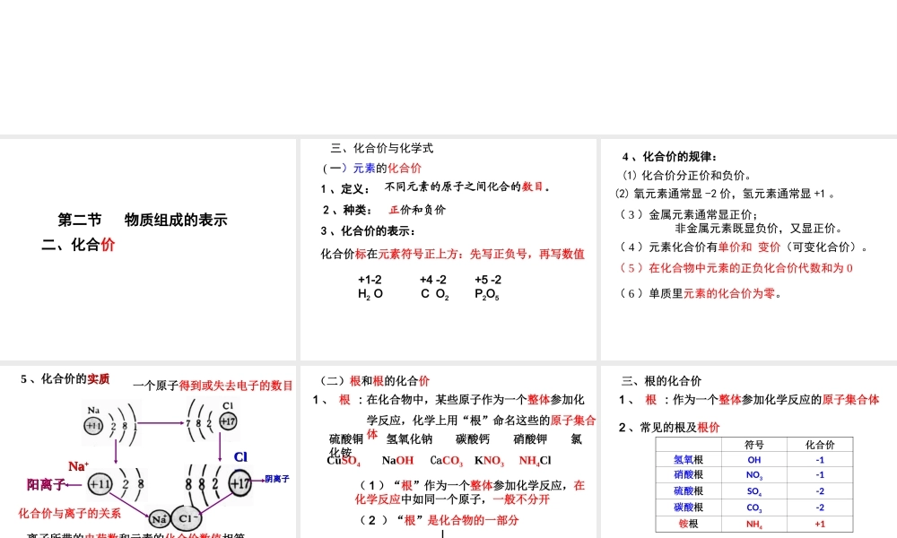 【名校课时通】2014届九年级化学全册 第四单元 我们周围的空气 第二节 物质组成的表示（第2课时）名师教学课件 鲁教版