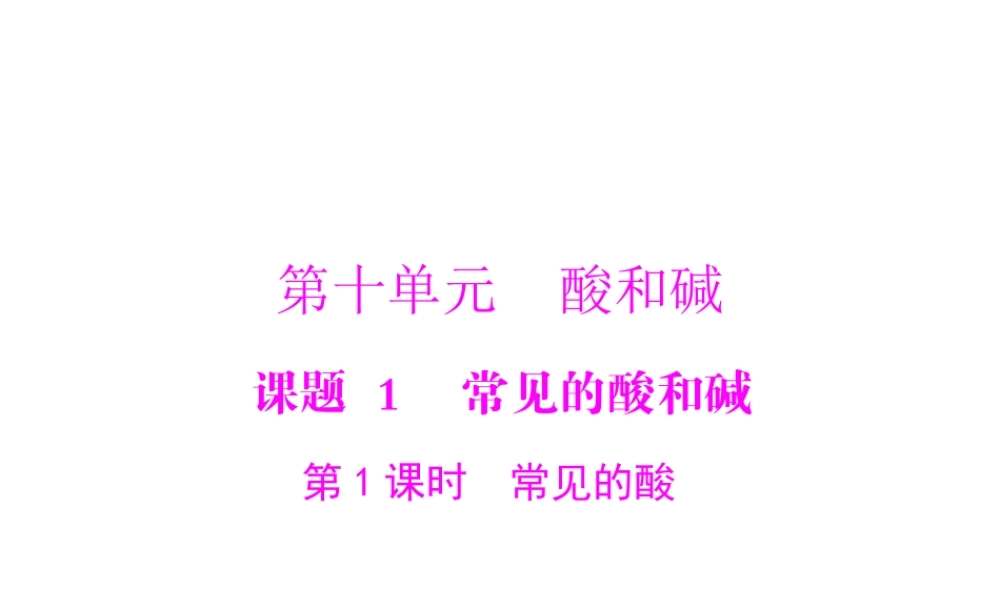 【随堂优化训练】2014九年级化学下册 第十单元 课题1 第1课时 常见的酸课件 （新版）新人教版
