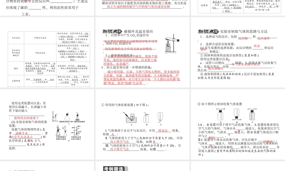 【聚焦中考】陕西省2015中考化学总复习 第3讲 碳和碳的氧化物课件