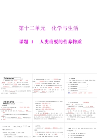 【随堂优化训练】2014九年级化学下册 第十二单元 课题1 人类重要的营养物质课件 （新版）新人教版