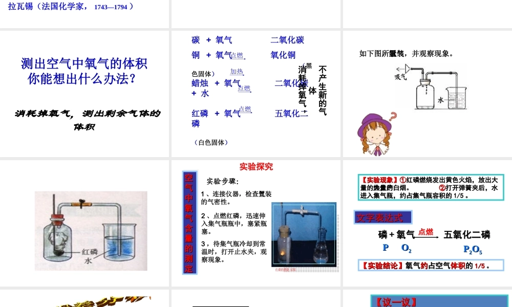 【名校课时通】2014届九年级化学全册 第四单元 我们周围的空气 第一节 空气的成分（第1课时）名师教学课件 鲁教版