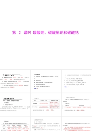 【随堂优化训练】2014九年级化学下册 第十一单元 课题1 第2课时 碳酸钠、碳酸氢钠和碳酸钙课件 （新版）新人教版