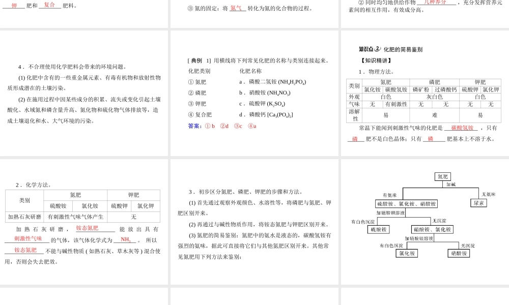 【随堂优化训练】2014九年级化学下册 第十一单元 课题2 化学肥料课件 （新版）新人教版