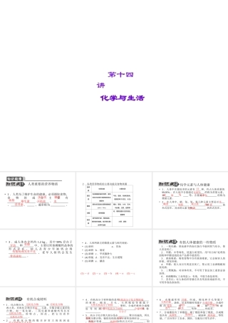 【聚焦中考】陕西省2015中考化学总复习 第14讲 化学与生活课件