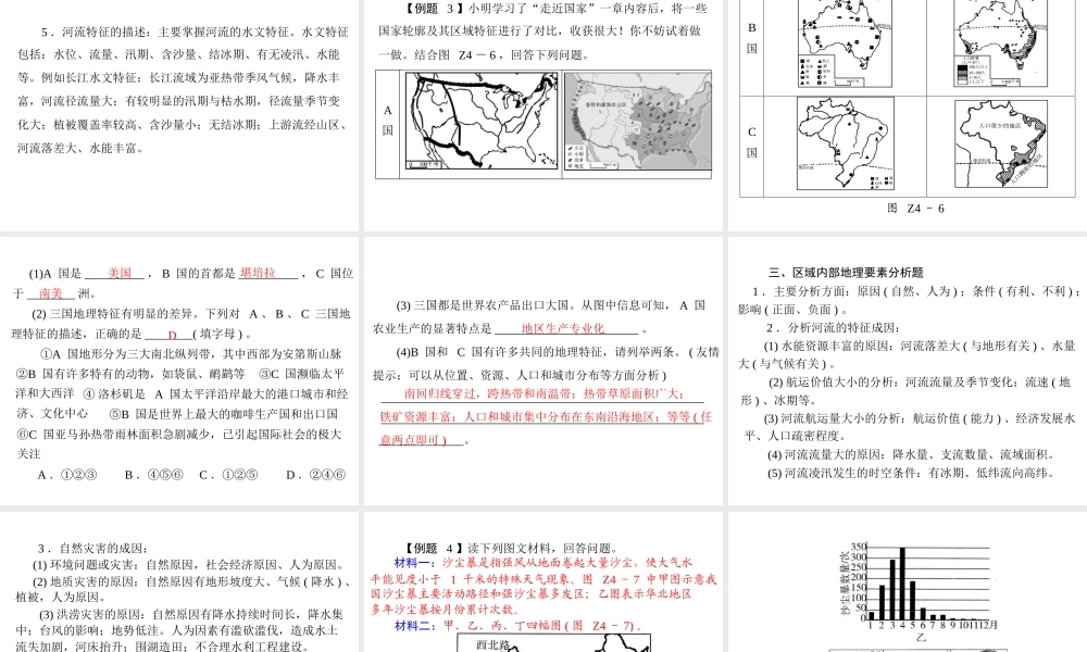 【南方新课堂 中考风向标】2013年中考地理二轮复习 第二部分 第四章 题型突破—综合题课件