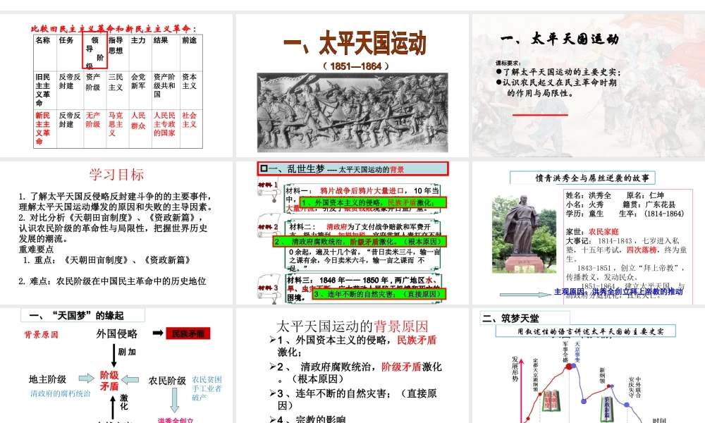 八年级历史上册 第1单元 两次鸦片战争时期（19世纪中期）第2课 太平天国运动课件2 中图版-中图版初中八年级上册历史课件