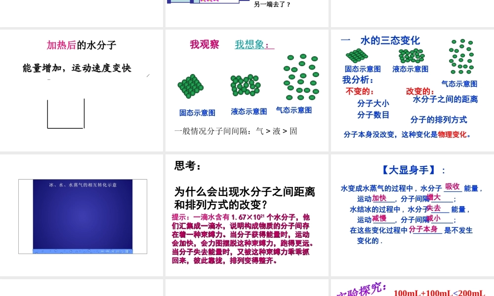 八年级化学全册 2.1《运动的水分子》课件 （新版）鲁教版五四制-鲁教版五四制初中八年级全册化学课件