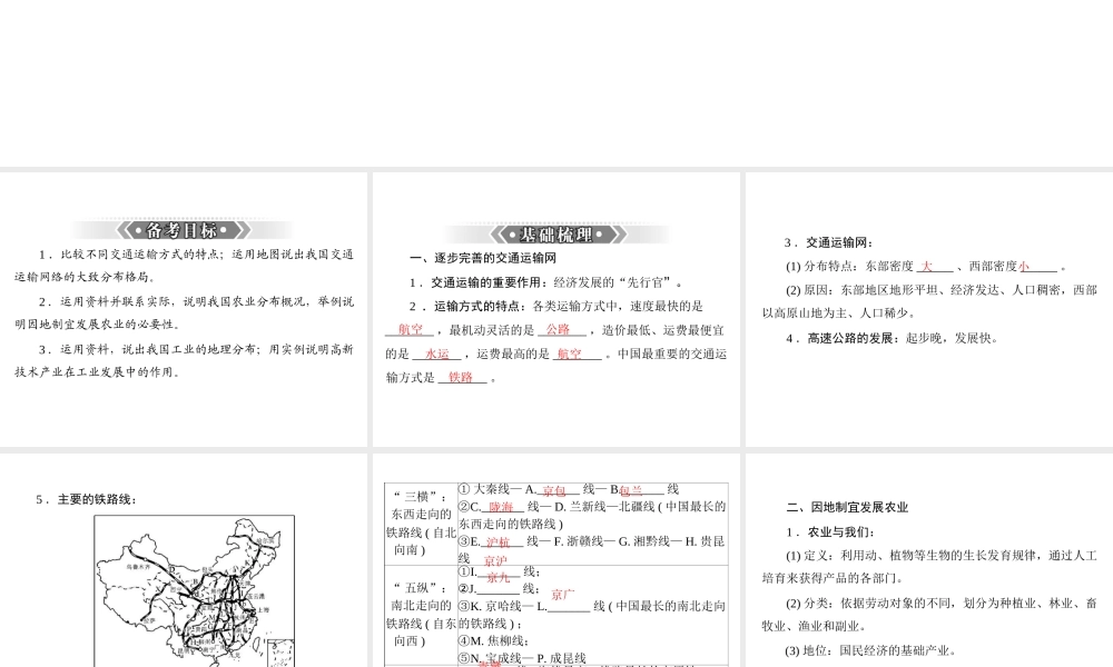 【南方新课堂 中考风向标】2013年中考地理二轮复习 第一部分 第十三章 中国的经济发展课件