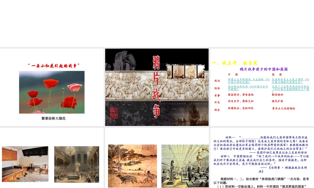 【水滴级历史上册 第一单元 第1课 鸦片战争课件 新人教版