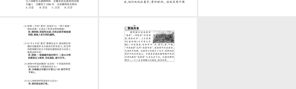 八年级历史上册 第1单元 列强侵华与晚清时期的救亡图存 第2课 第二次鸦片战争习题课件 岳麓版-岳麓级上册历史课件