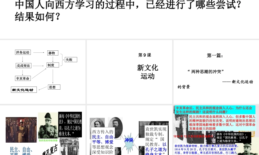 【水滴系列】八年级历史上册 第9课《新文化运动》课件 新人教版