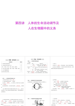 【南方新中考】（梅州）2015中考生物 第一部分 第3单元 第四讲 人体的生命活动调节及人在生物圈中的义务复习课件