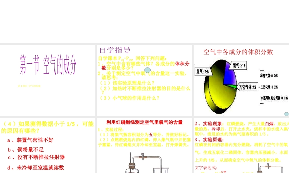 八年级化学全册 4.1《空气的成分》课件1 （新版）鲁教版五四制-鲁教版五四制初中八年级全册化学课件