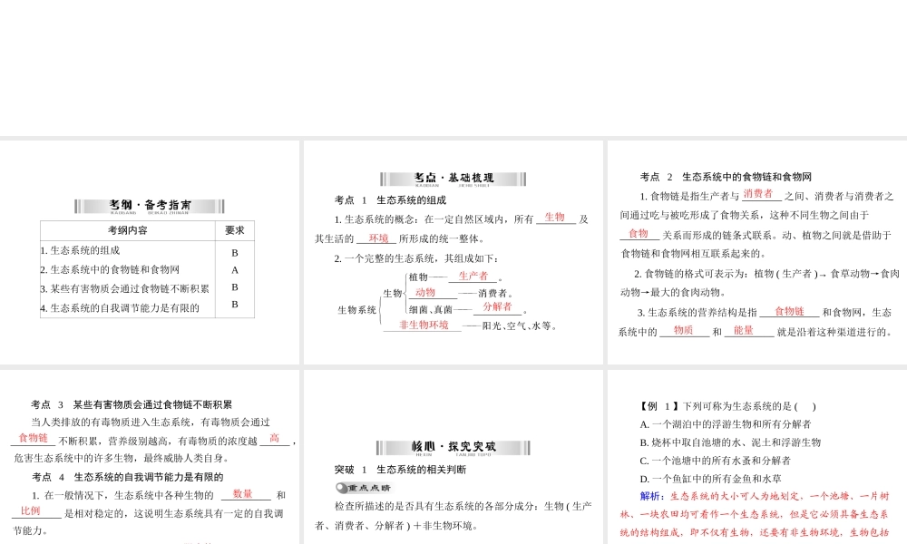 【南方新中考】（梅州）2015中考生物 第一部分 第5单元 第一讲 生物与环境组成生态系统复习课件