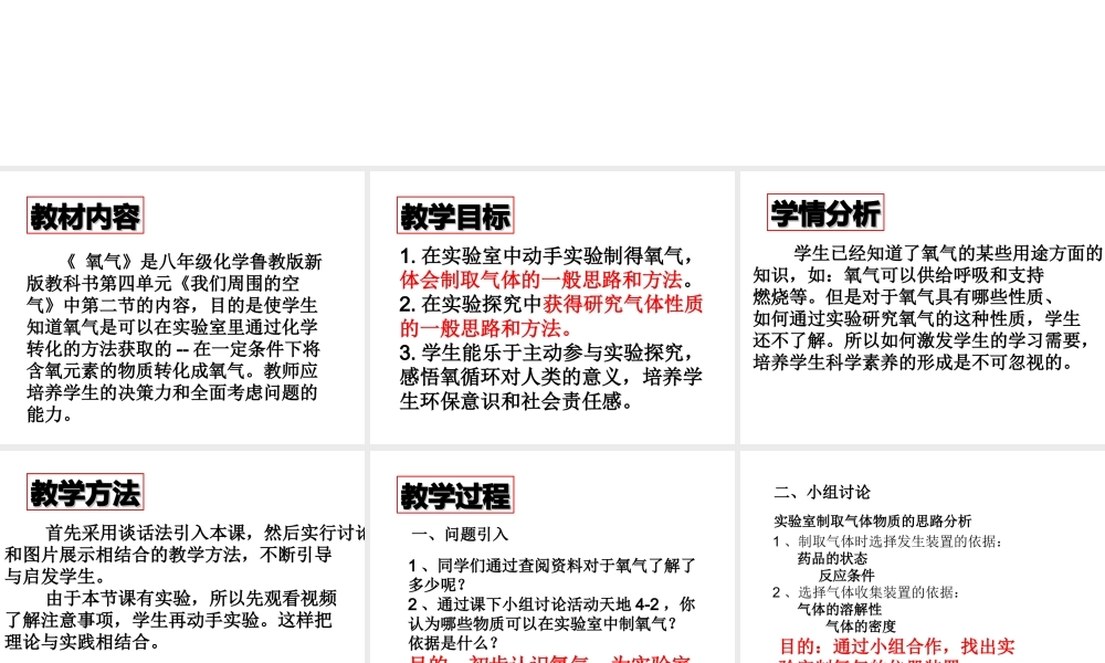 八年级化学全册 4.2 氧气说课课件 鲁教版五四制