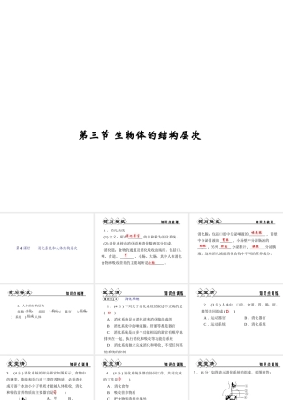 【四清导航】2014年秋七年级科学上册 第二章 第三节 第四课时 消化系统和人体结构层次课件 （新版）浙教版