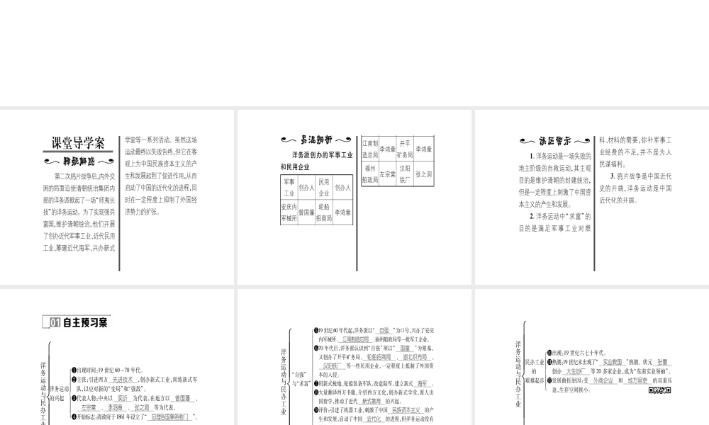 八年级历史上册 第1单元 列强侵华与晚晴时期的救亡图存 第4课 洋务运动与民办工业作业课件 岳麓版-岳麓级上册历史课件