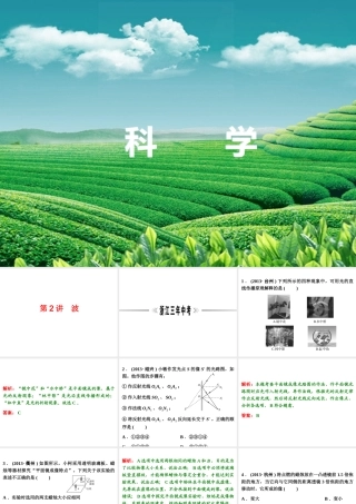 【浙江新中考】2014中考科学总复习 第二篇 物质科学（一） 第2讲 波（三年中考真题为例）课件