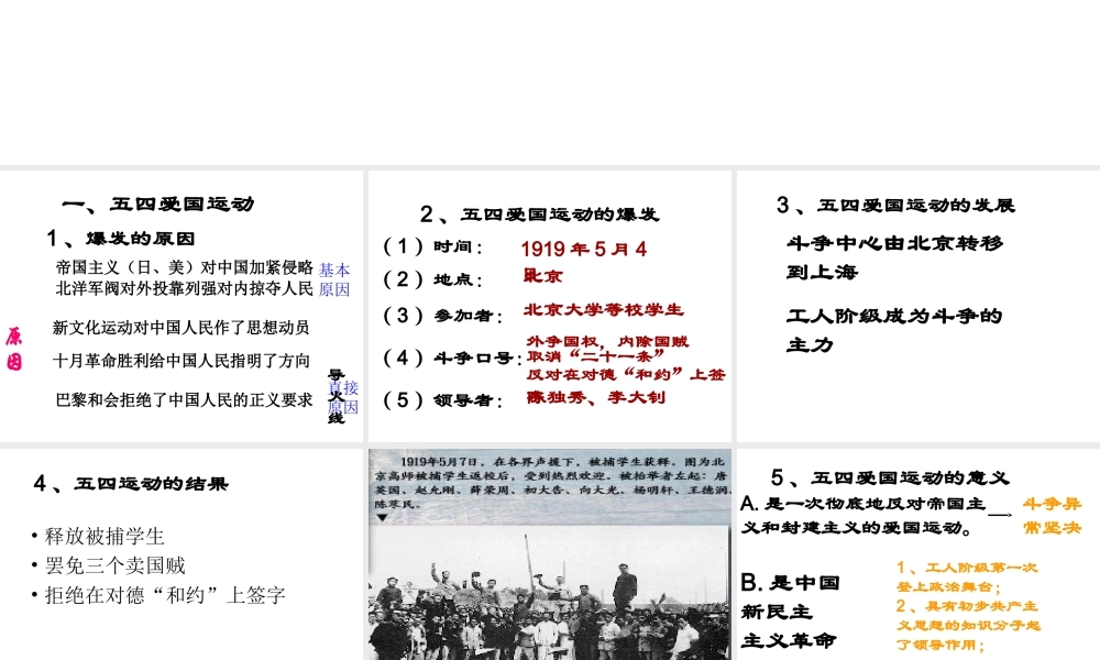 八年级历史上册 第11课 五四运动与中国共产党的成立课件3 华东师大版-华东师大版初中八年级上册历史课件